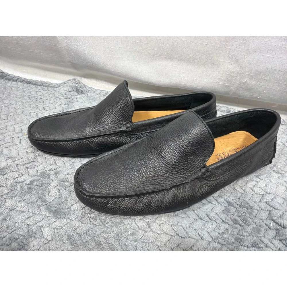 Giorgio Brutini Janeiro Mens 10 M Black Pebbled Leather Driving Loafers Brazil